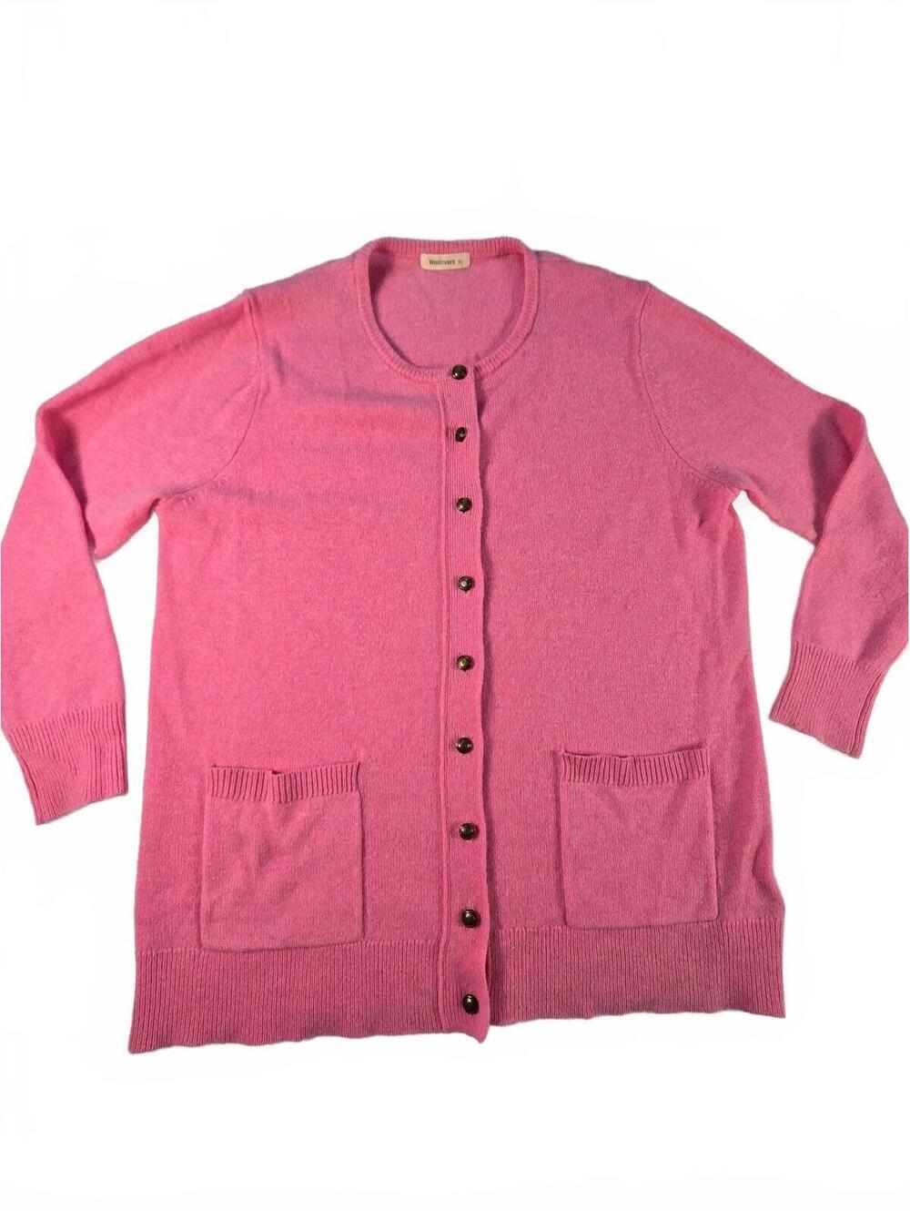 WoolOvers 100% Lambswool Pink Cardigan XL Coquette Cottage